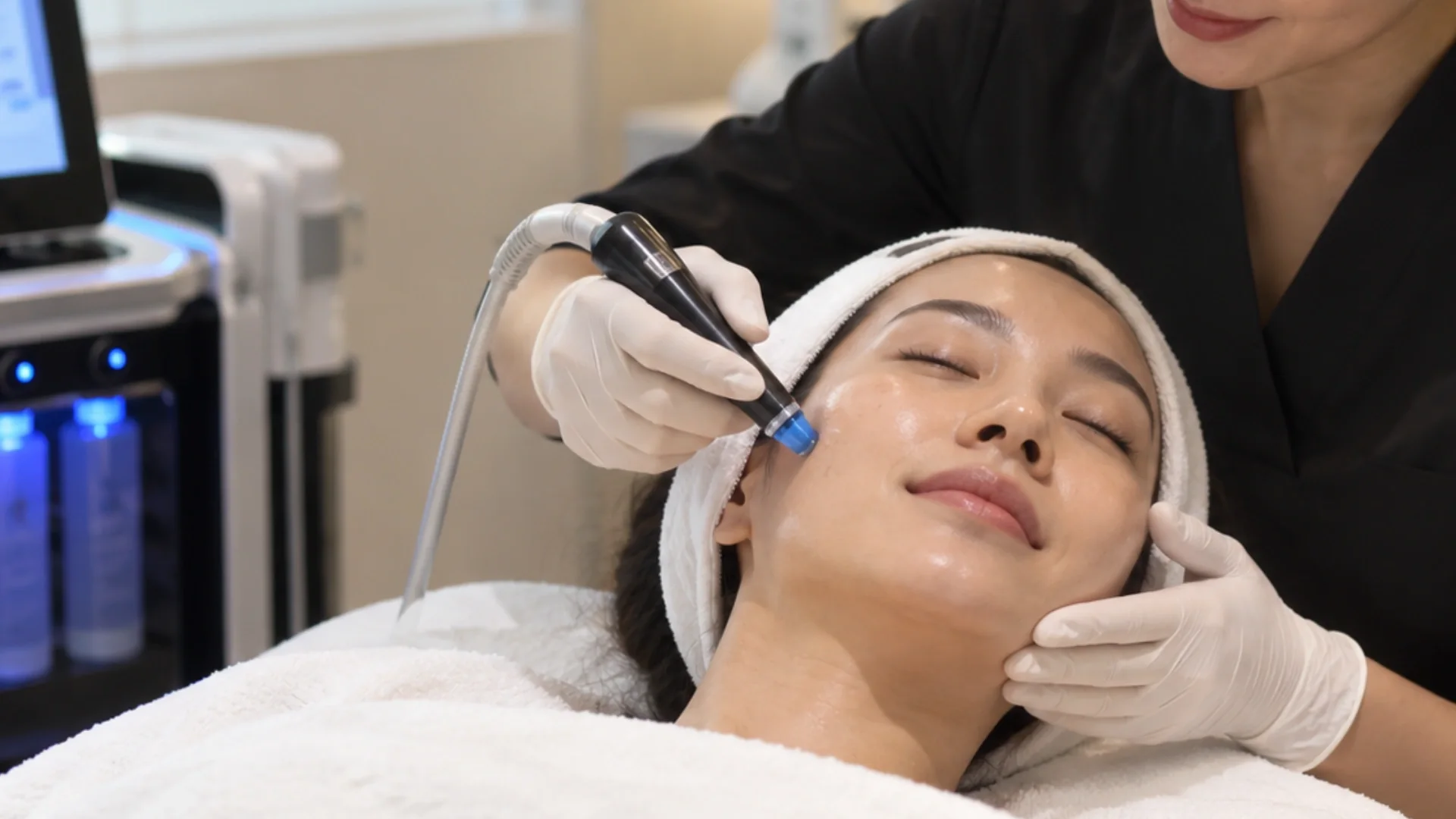 Device-assisted Hydrafacial pore cleansing treatment in Singapore