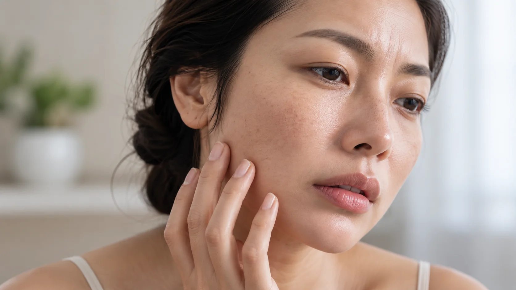 Close-up of dry and dehydrated skin texture