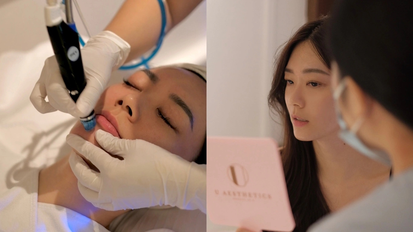 HydraFacial device treatment and regular manual facial comparison